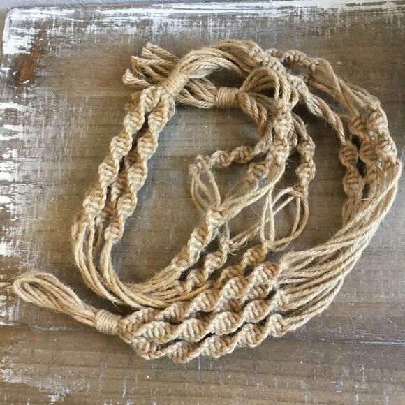 Macreme double plant holder hanger twist design natural boho rustic decor - Picture 5 of 5